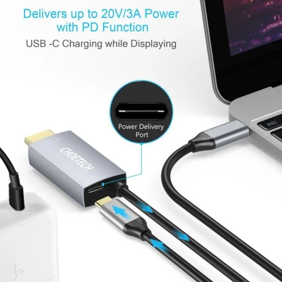 Choetech Usb-C To Hdmi Cable With Pd Charging